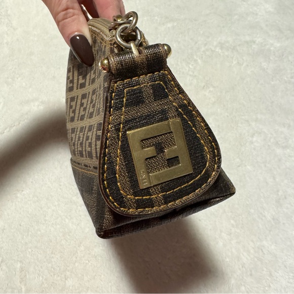 Vintage Fendi Zucca FF Monogram Cosmetic Pouch Brown - Picture 5 of 17